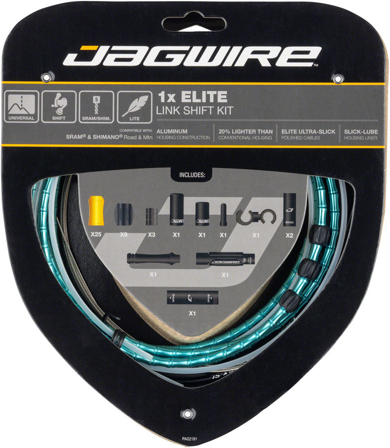 Jagwire 1x Elite Link Shift Cable Kit - SRAM/Shimano Polished Ultra-Slick Cables Ltd. Celeste
