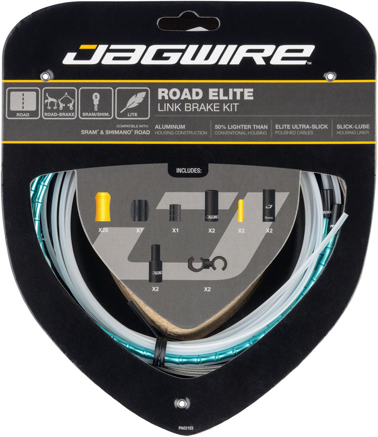 Jagwire Road Elite Link Brake Cable Kit - SRAM/Shimano Ultra-Slick Uncoated Cables Ltd. Celeste