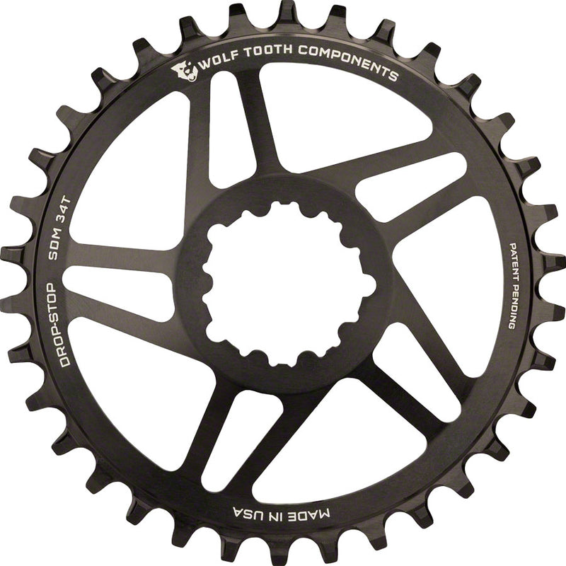 Wolf Tooth Direct Mount Chainring - 26t SRAM Direct Mount Drop-Stop For SRAM 3-Bolt Cranksets 6mm Offset BLK