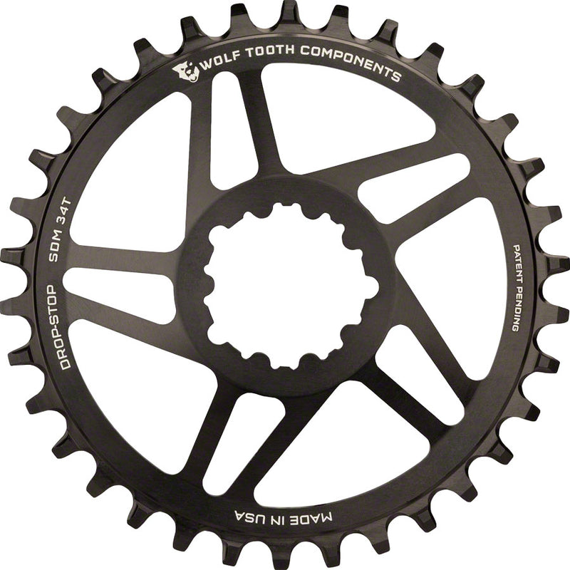 Wolf Tooth Direct Mount Chainring - 28t SRAM Direct Mount Drop-Stop For SRAM 3-Bolt Cranksets 6mm Offset BLK