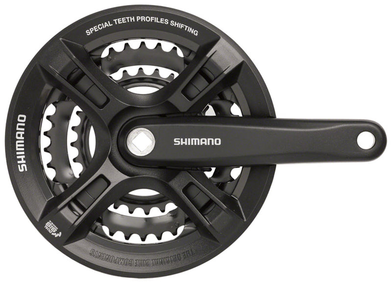 Shimano Altus FC-M311 Crankset - 170mm 7/8-Speed 42/32/22t Riveted Square Taper JIS Spindle Interface BLK With Chainguard