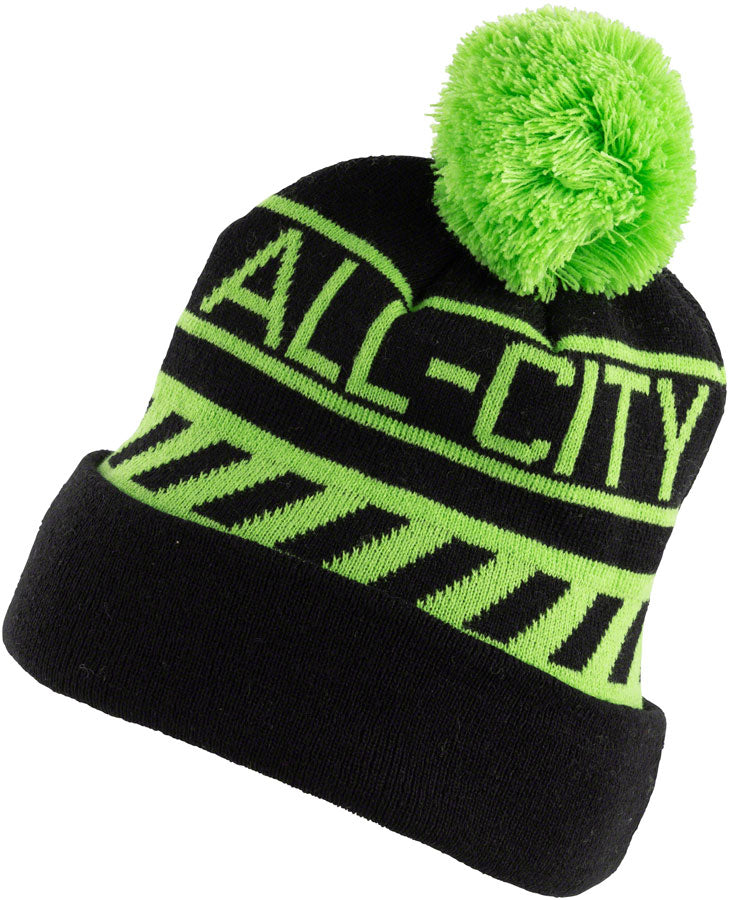 All-City Sleddin Hat: Black/Lime Green One Size
