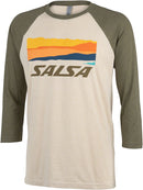 Salsa Outback Unisex 3/4 Tee - Cream Military Green Medium
