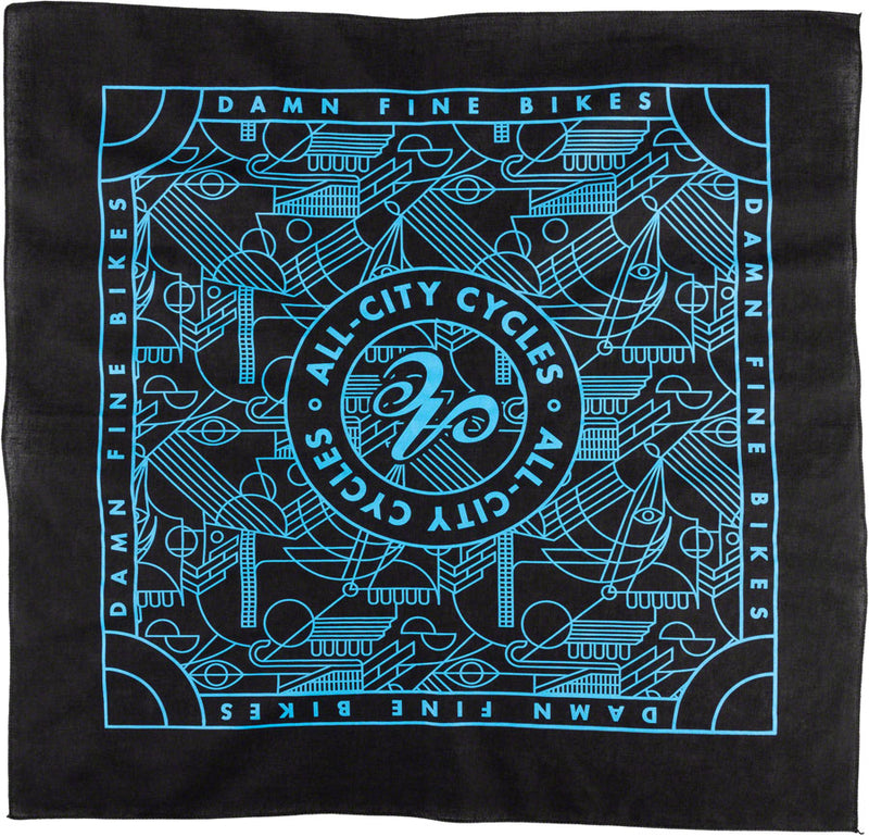 All-City Parthenon Party Bandanna - Black Blue