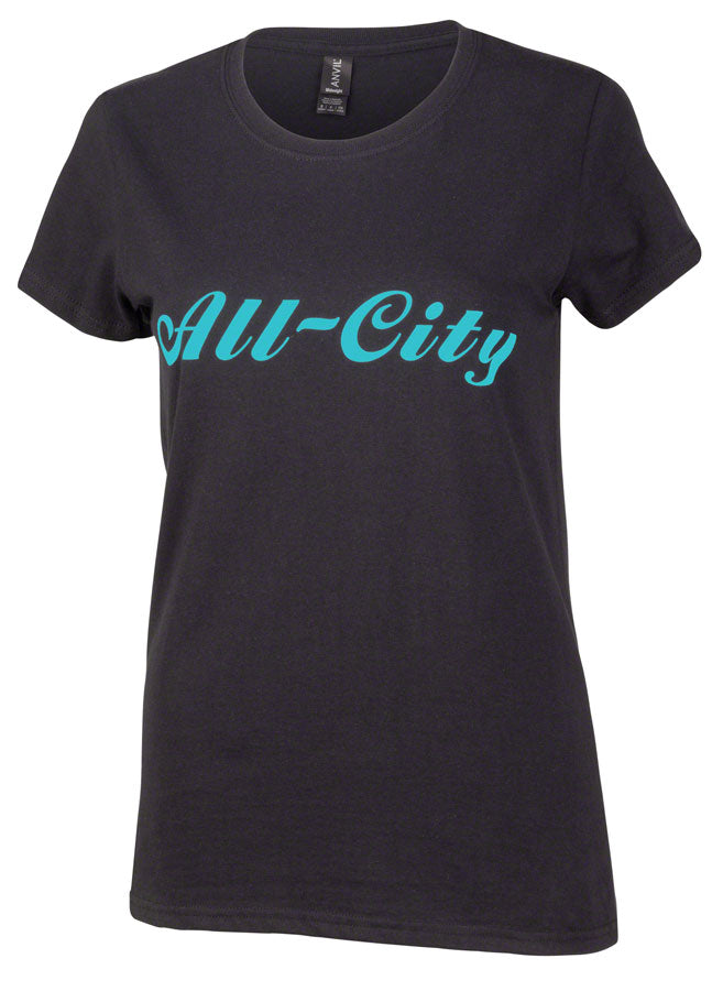 All City Women's Logowear T-Shirt - Black Teal X-Large