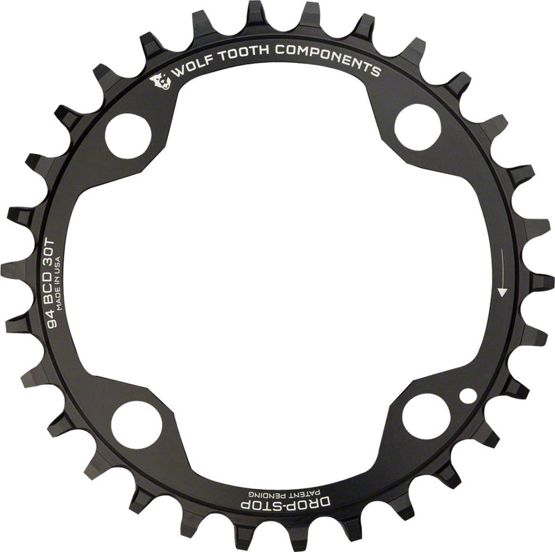 Wolf Tooth 94 BCD Chainring - 32t 94 BCD 4-Bolt Drop-Stop For SRAM Cranks BLK