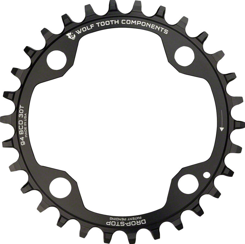 Wolf Tooth 94 BCD Chainring - 34t 94 BCD 4-Bolt Drop-Stop For SRAM Cranks BLK