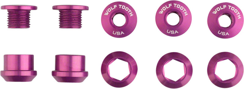 Wolf Tooth 1x Chainring Bolt Set - 6mm Dual Hex Fittings Set/5 Purple