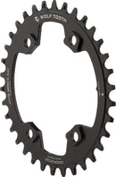 Wolf Tooth Elliptical 96 BCD Chainring - 34t 96 Asymmetric BCD 4-Bolt Drop-Stop For Shimano XT M8000 SLX M7000 Cranks BLK