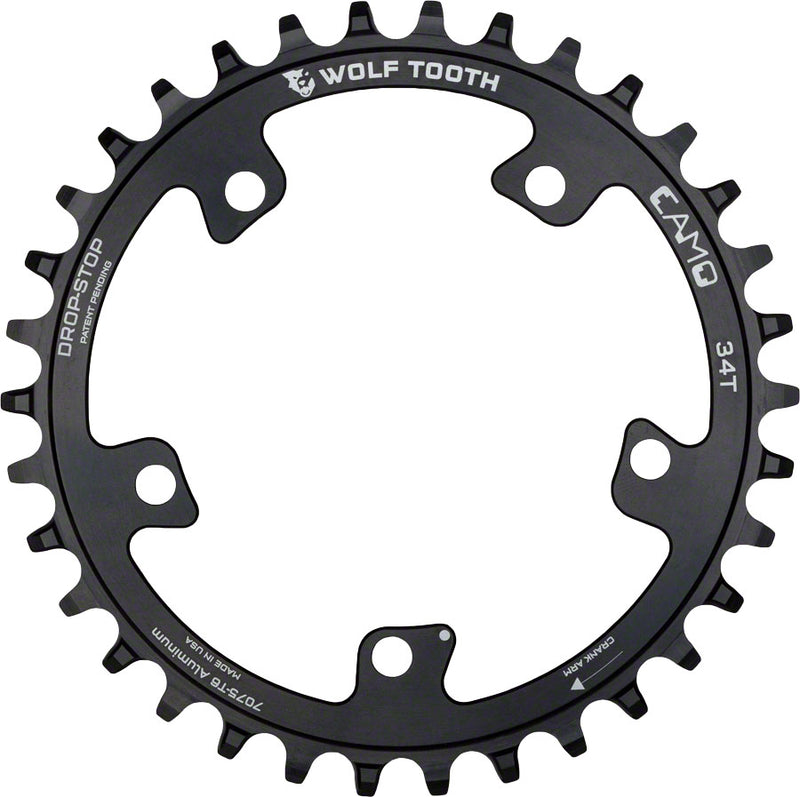 Wolf Tooth CAMO Aluminum Chainring - 34t Wolf Tooth CAMO Mount Drop-Stop A BLK