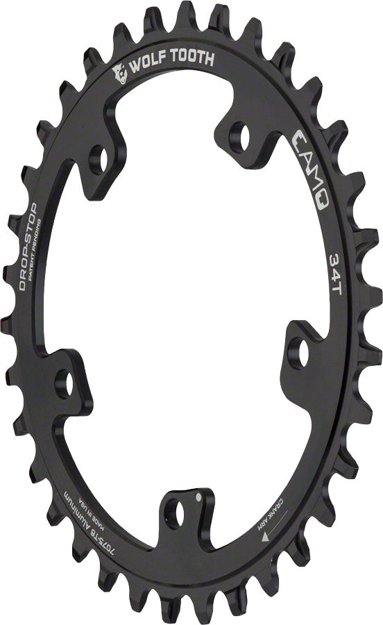 Wolf Tooth CAMO Aluminum Chainring - 34t Wolf Tooth CAMO Mount Drop-Stop A BLK