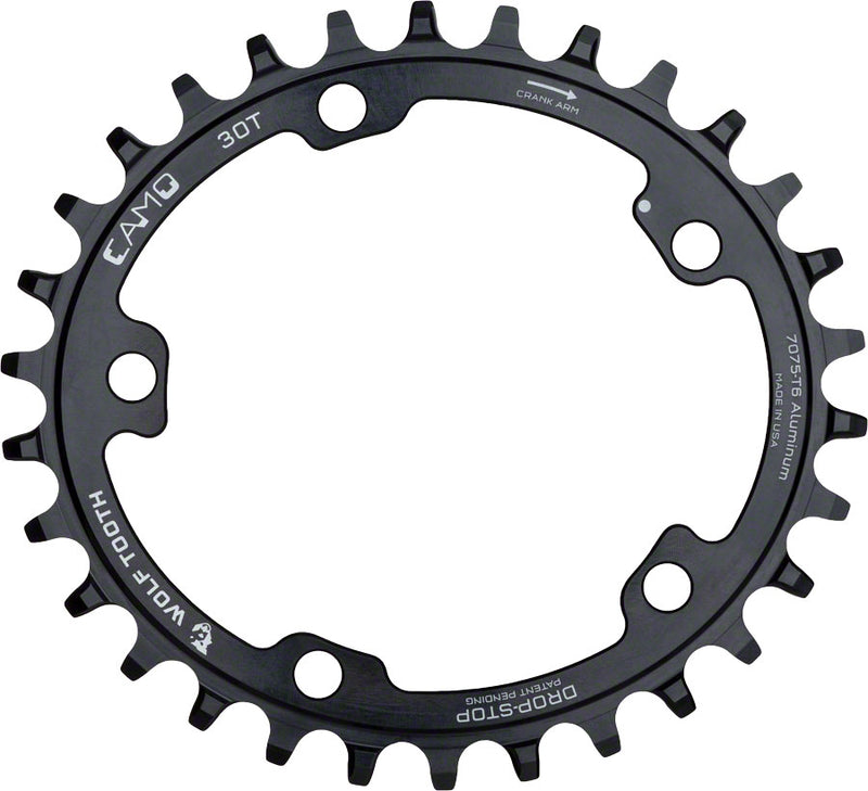 Wolf Tooth CAMO Aluminum Elliptical Chainring - 32t Wolf Tooth CAMO Mount Drop-Stop B BLK