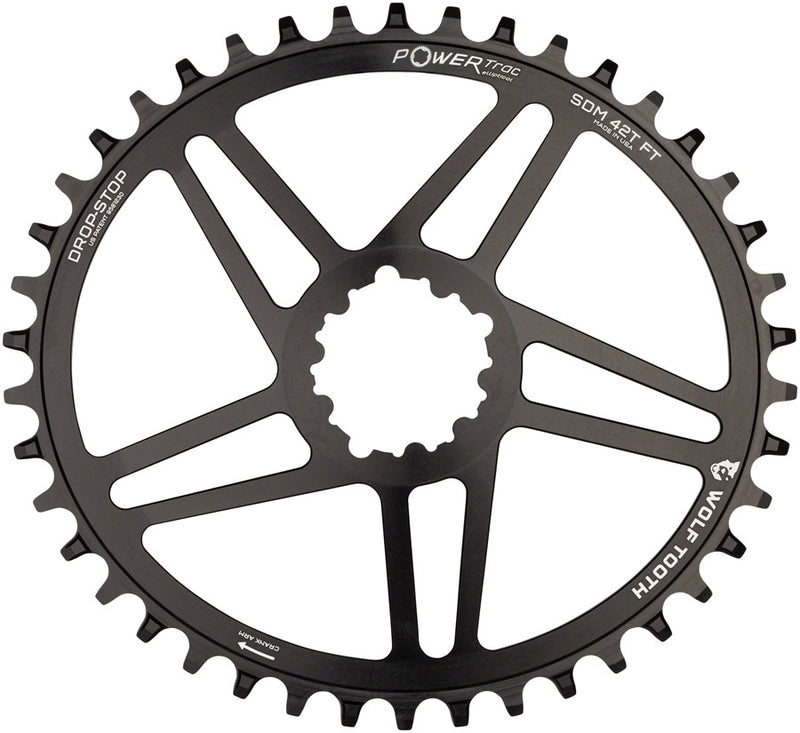 Wolf Tooth Elliptical Direct Mount Chainring - 38t SRAM Direct Mount 6mm Offset Drop-Stop Flattop Compatible BLK