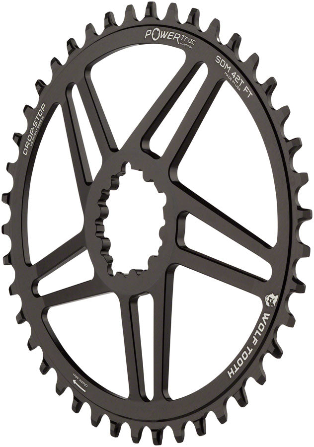 Wolf Tooth Elliptical Direct Mount Chainring - 38t SRAM Direct Mount 6mm Offset Drop-Stop Flattop Compatible BLK