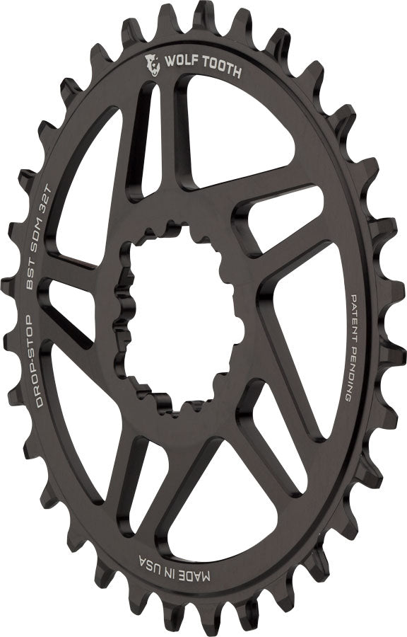 Wolf Tooth Direct Mount Chainring - 34t SRAM Direct Mount Drop-Stop For SRAM 3-Bolt Boost Cranks 3mm Offset BLK