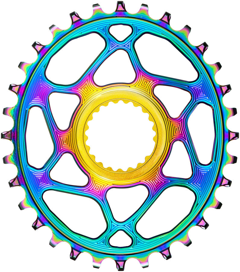 Absolute Black Shimano Direct Mount Oval Chainring 34T - PVD Rainbow