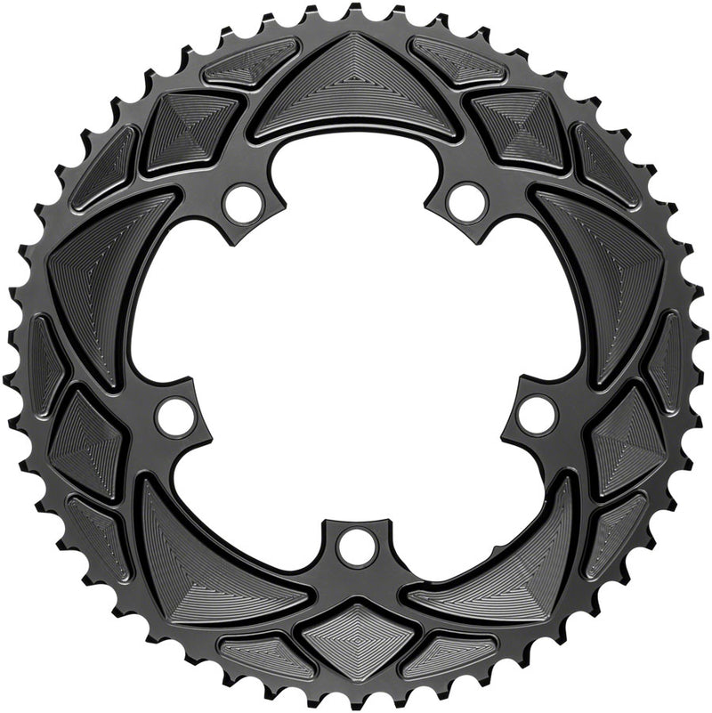 absoluteBLACK Premium Round 110 BCD Road Outer Chainring - 52t 110 BCD 5-Bolt For 52/36 52/38 Combination BLK
