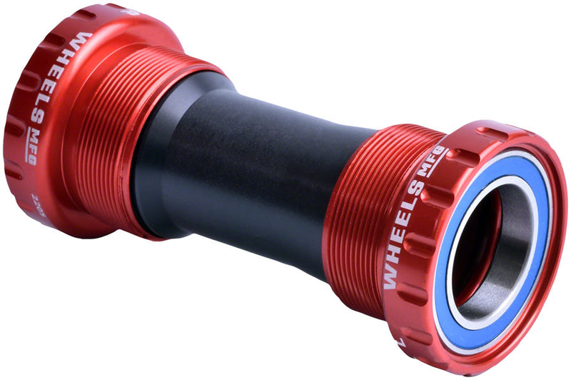 Wheels Manufacturing BSA Bottom Bracket - Shimano Hollowtech II Spindle ABEC 3 Red