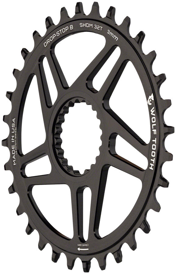 Wolf Tooth Direct Mount Chainring - 32t Shimano Direct Mount Drop Stop B Boost 3mm Offset BLK