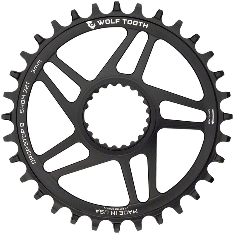 Wolf Tooth Direct Mount Chainring - 32t Shimano Direct Mount Drop Stop B Boost 3mm Offset BLK
