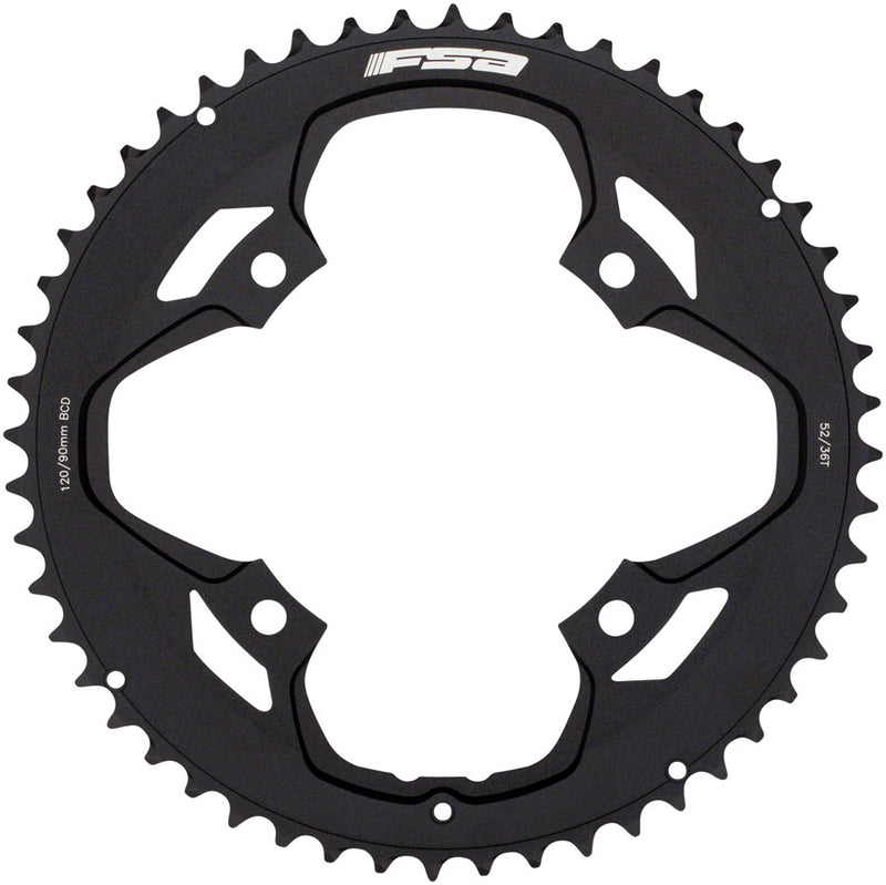 Full Speed Ahead Omega/Vero Pro Road Double Chainring - 52t 120 BCD Aluminum N-11 BLK