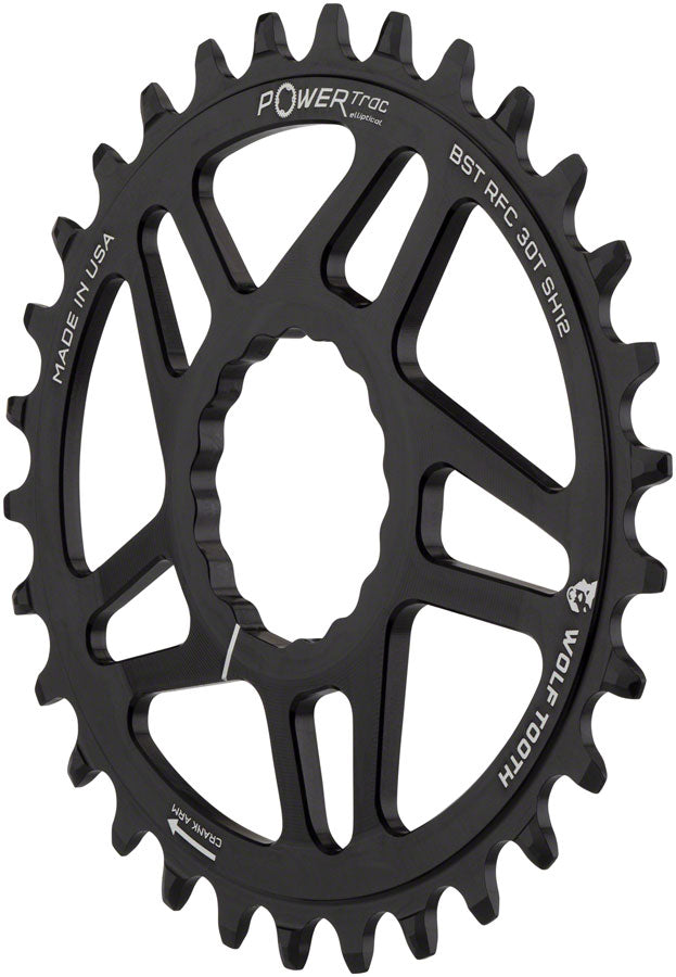 Wolf Tooth Elliptical Direct Mount Chainring - 30t RaceFace CINCH Boost Drop-Stop ST Shimano 12 Speed HG+ BLK