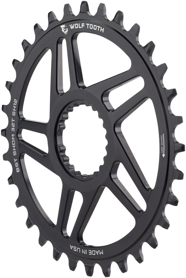 Wolf Tooth Direct Mount Chainring - 30t Shimano Direct Mount For Boost Cranks 3mm Offset Requires 12-Speed Hyperglide+ Chain BLK