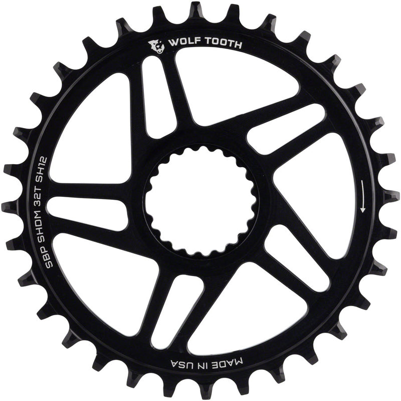Wolf Tooth Direct Mount Chainring - 32t Shimano Direct Mount For Super Boost+ Cranks Requires 12-Speed Hyperglide+ Chain BLK