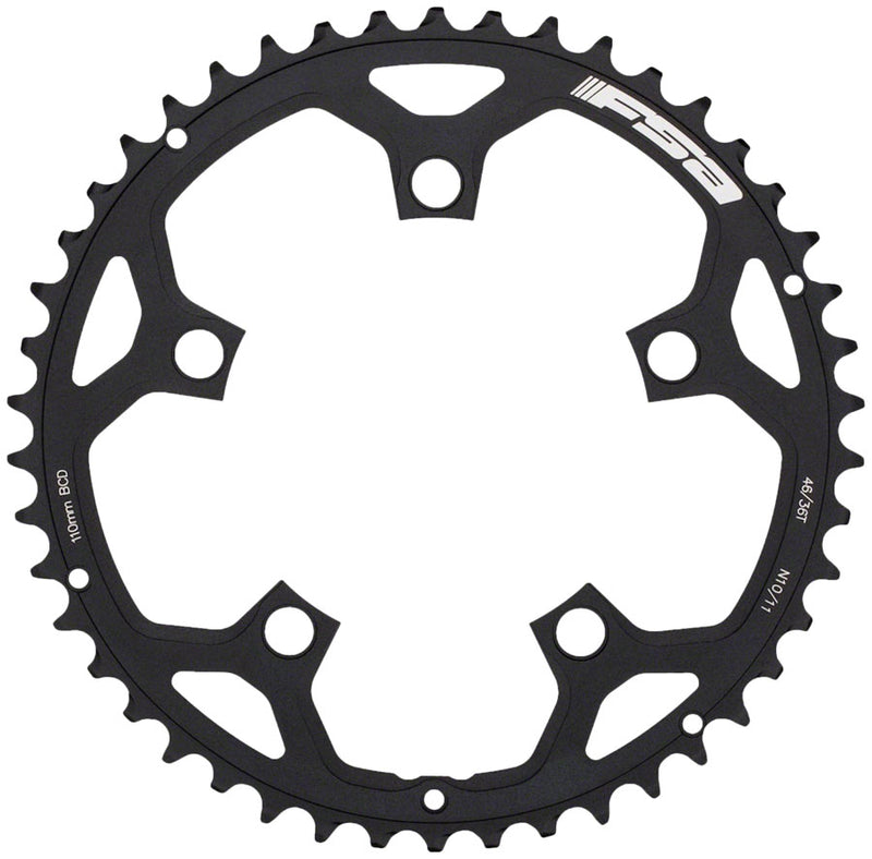 Full Speed Ahead Tempo Pro Road Chainring - 46t 110mm BCD 5-Bolt Steel 8/9/10/11-Speed BLK