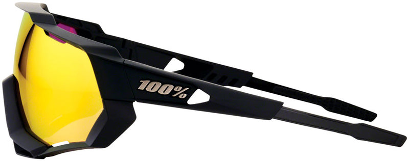 100% Speedtrap Sunglasses - Soft Tact Black HiPER Red Multilayer Mirror Lens