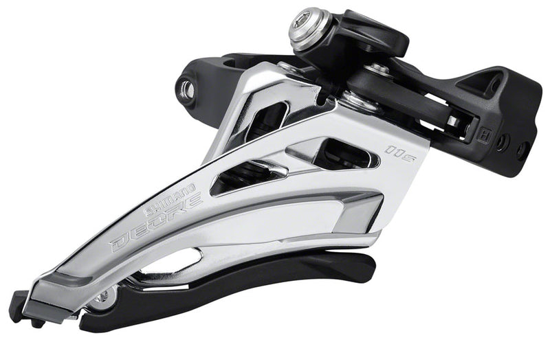 Shimano Deore FD-M5100-M Front Derailleur - 11-Speed Double Mid Clamp Front Pull Clamp Band BLK/Silver