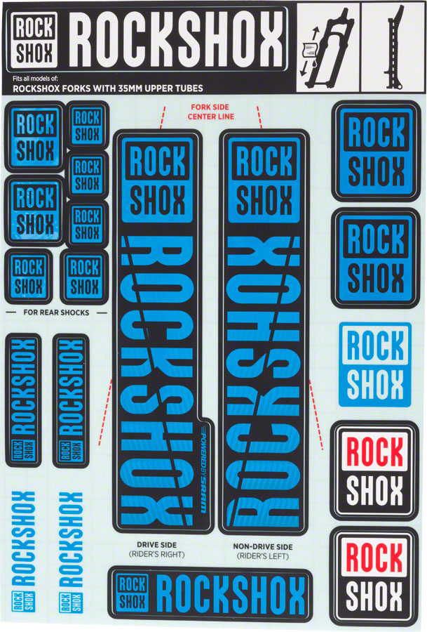RockShox Fork Decal Kit - 35mm Blue