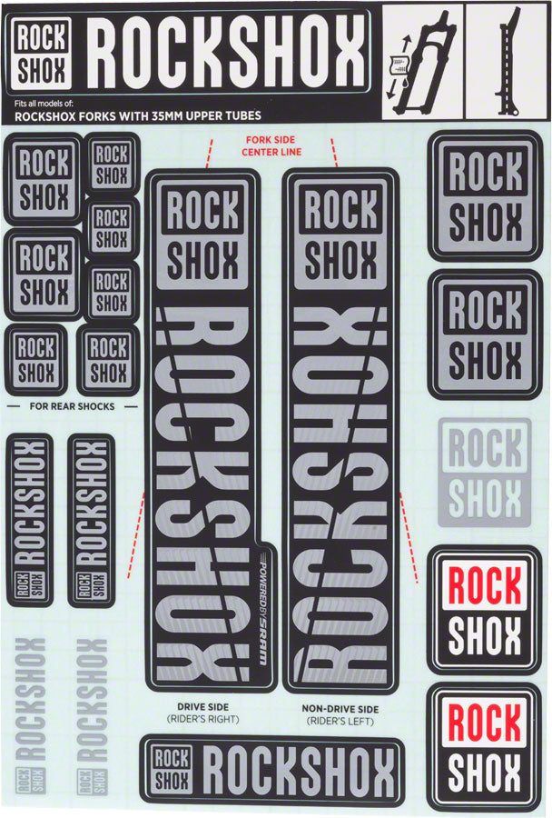 RockShox Fork Decal Kit - 35mm Gray