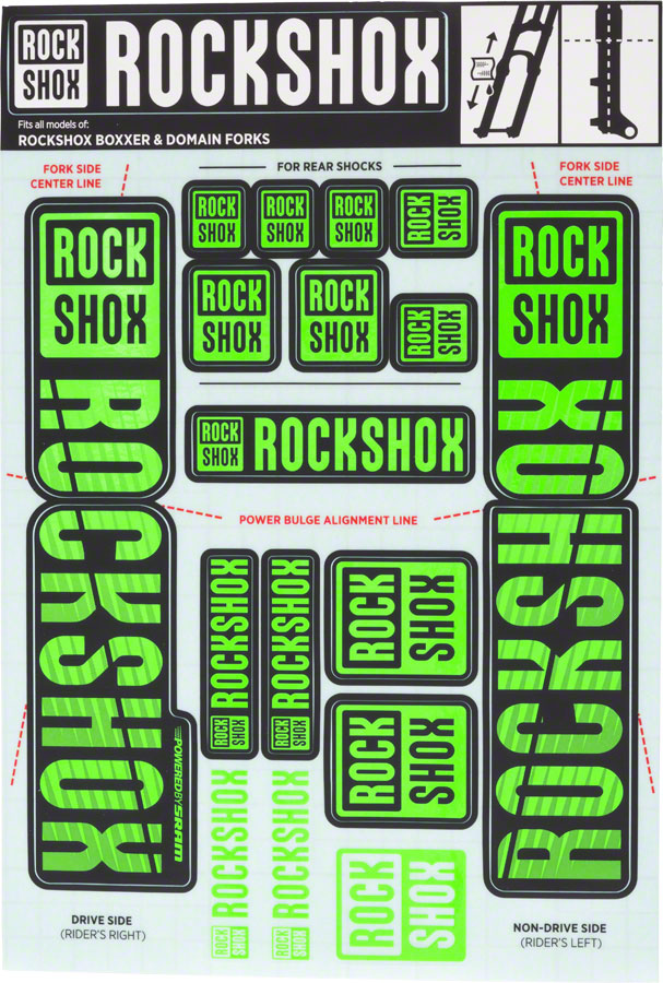 RockShox Fork Decal Kit - 35mm Dual Crown Green