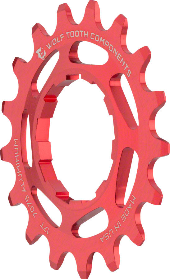 Wolf Tooth Single Speed Aluminum Cog: 17T Compatible with 3/32" Chains Red