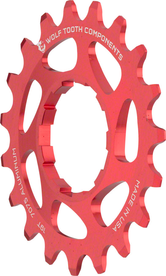 Wolf Tooth Single Speed Aluminum Cog: 19T Compatible with 3/32" Chains Red