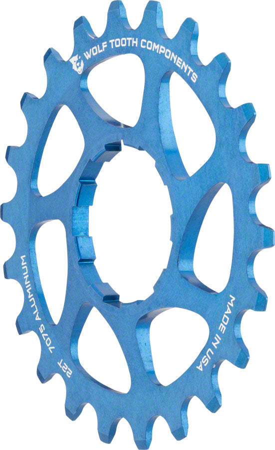 Wolf Tooth Single Speed Aluminum Cog: 22T Compatible with 3/32" Chains Blue