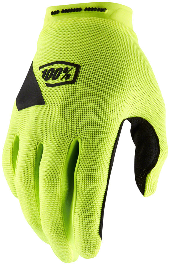 100% Ridecamp Gloves - Flourescent Yellow Full Finger Small