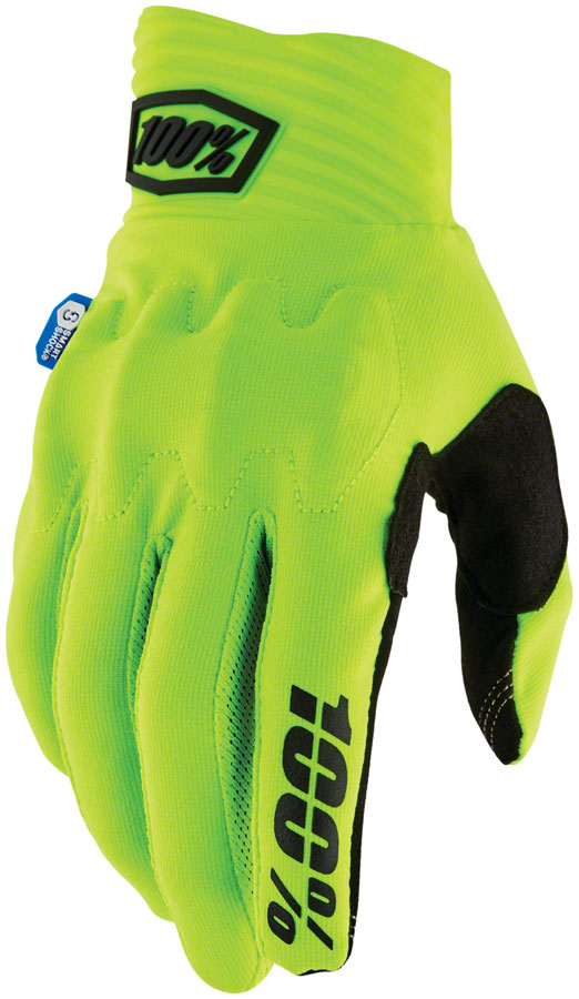 100% Cognito Smart Shock Gloves - Flourescent Yellow Full Finger Medium