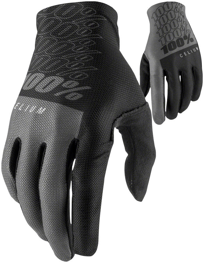 100% Celium Gloves - Black/Gray Full Finger Small