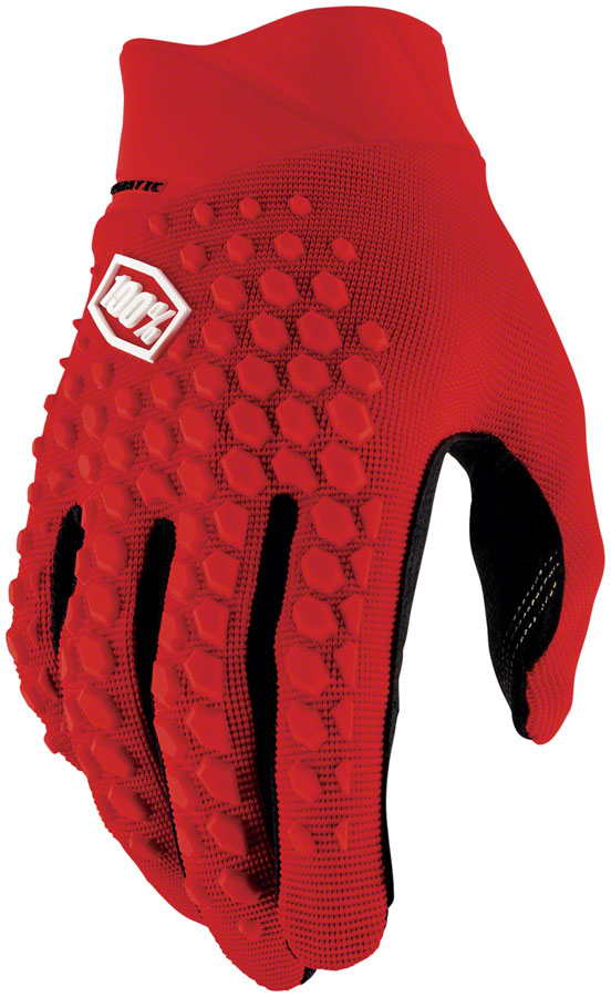 100% Geomatic Gloves - Red Full Finger Men's Medium