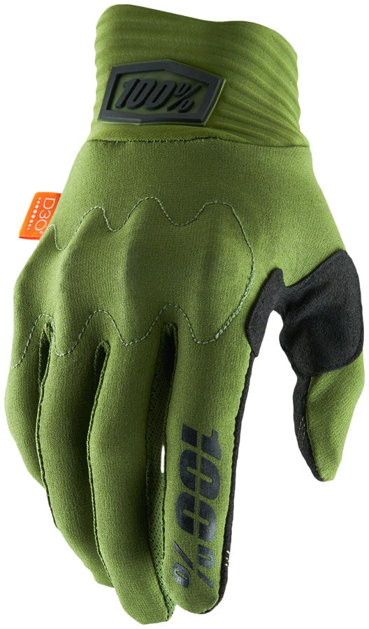 100% Cognito Gloves - Army Green/Black Full Finger Men's Small