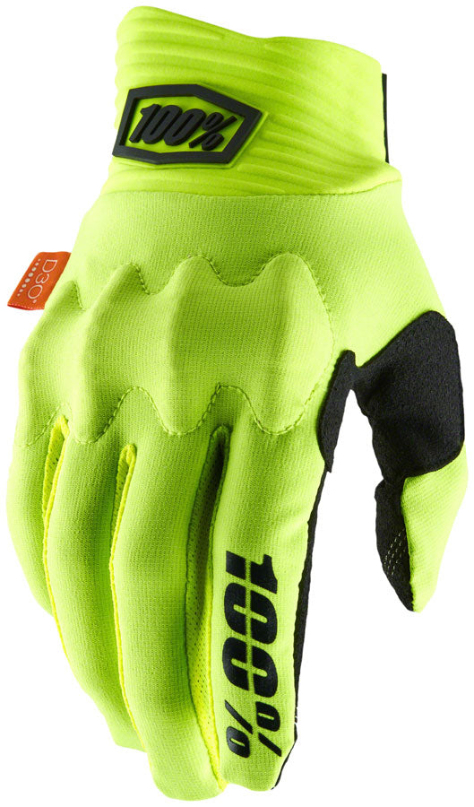 100% Cognito Gloves - Flourescent Yellow/Black Full Finger Men's Medium