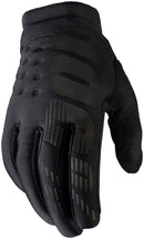 100% Brisker Gloves - Black Full Finger Men's Small