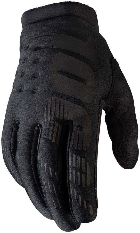 100% Brisker Gloves - Black Full Finger Men's Large