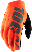 100% Brisker Gloves - Flourescent Orange/Black Full Finger Men's Medium