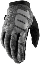 100% Brisker Gloves - Gray Full Finger Men's Medium