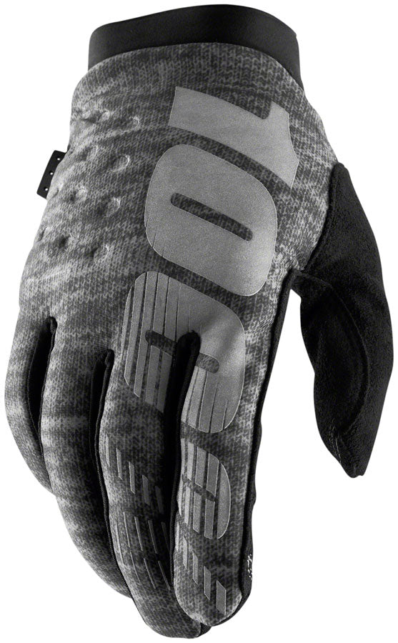 100% Brisker Gloves - Gray Full Finger Men's X-Large