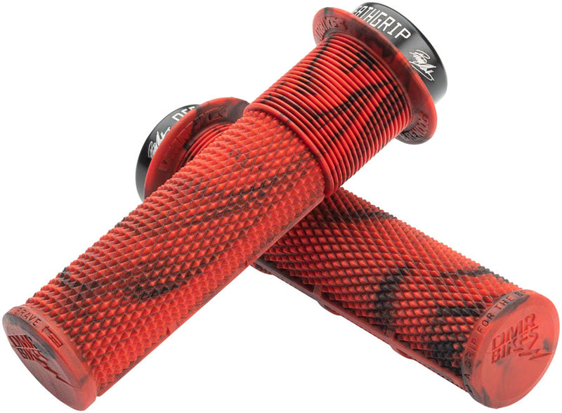 DMR DeathGrip Flanged Grips - Thin Lock-On Marble Red