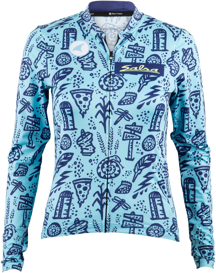 Salsa Women's Gravel Story Long Sleeve Jersey - Lite Blue Dark Blue YLW X-Large